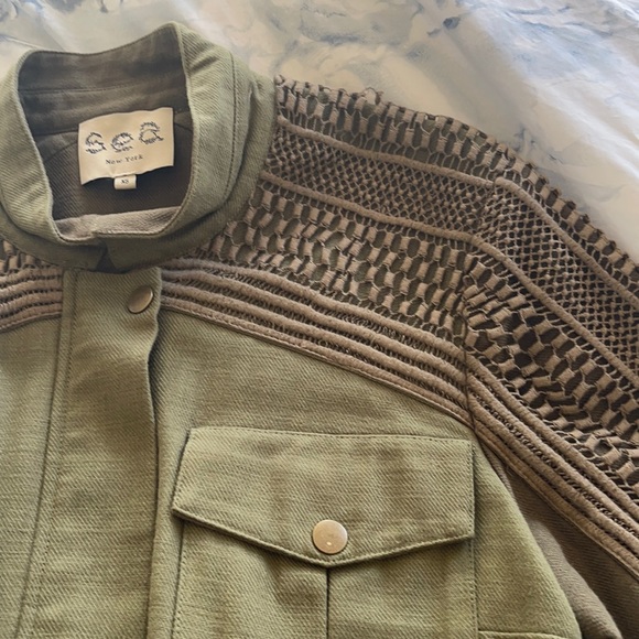 Sea New York Sz XS Baja Lace Military Jacket Army Green - Picture 7 of 14